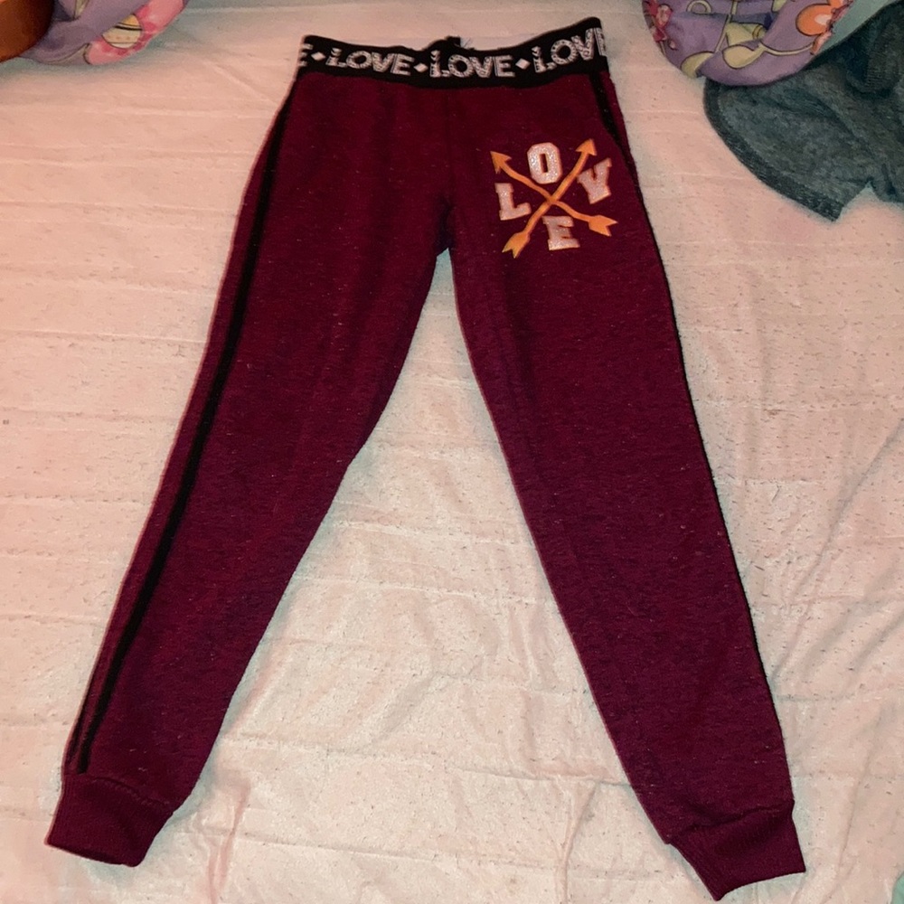 Maroon “Love” Sweatpants